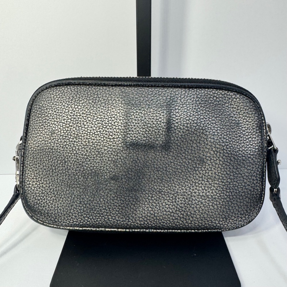 Coach Sadie Crossbody Clutch Bag Metallic Pebbled Leather Double Zip Gunmetal - Picture 7 of 12